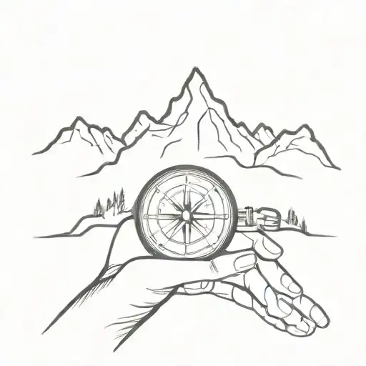 Mountain Range Wrapped Around Arm With Compass Included