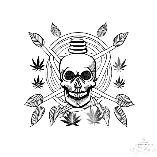 A Skull With Money Symbols As The Eye Sockets And Marijuana Leaves As The Teeth