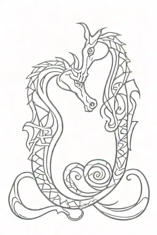 Seahorse With Celtic Mother And Son Knott