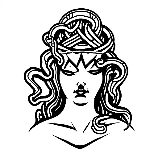 Queen Chess Piece Medusa Doodle