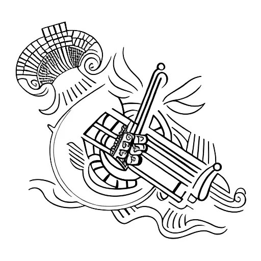 A Female Mariachi Playing The Trumpet With Intricate Patterns Inspired By Accordion Bellows