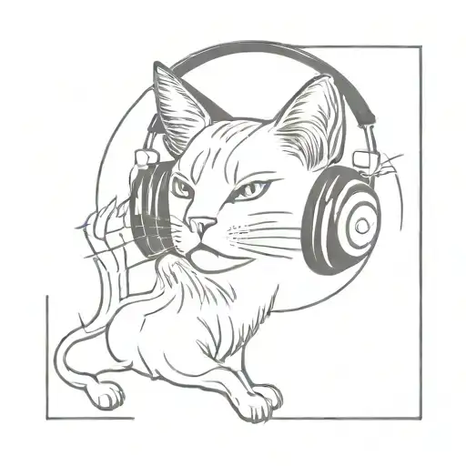 Gemini Zodiac Sign With Cat Wearing Headphones