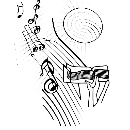 A Silhouette Of A Person Reading A Book With Musical Instruments Forming Their Body