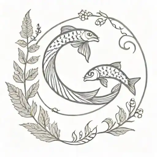 Fern And Fish And Horseshoe Intertwined