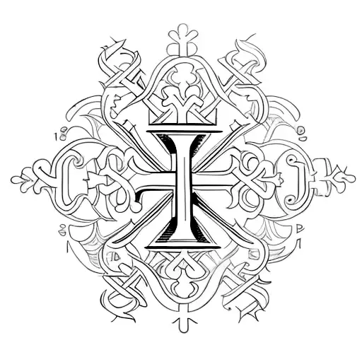Cross With Roman Numerals Going Horizontal