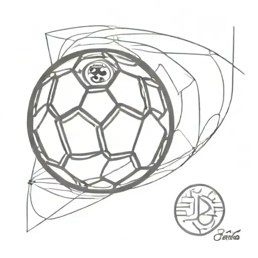 A Sketch Of A Soccer Ball With The Real Madrid Colors And A Small Son Leon Emblem