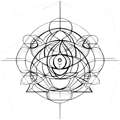 Sacred Geometry Design Incorporating Three Triangles And A Mystical Symbol
