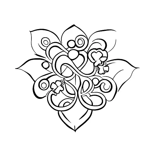 Four Leaf Clover With Breast Cancer Ribbon