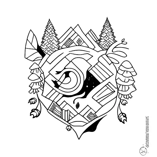 A Minimalist Tattoo Of An Open Book Surrounded By Forest Animals