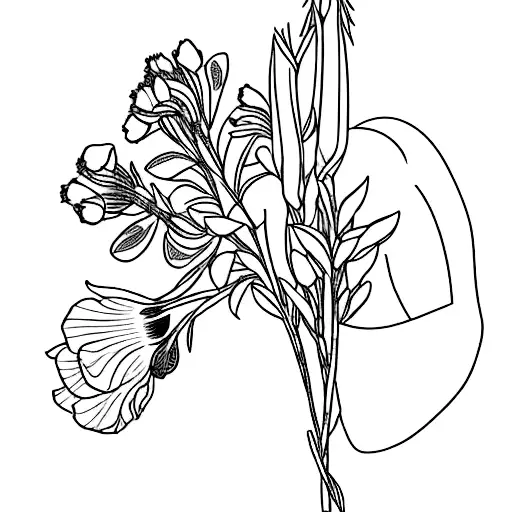 Panda Sitting Holding A Gladiolus And A Bindweed