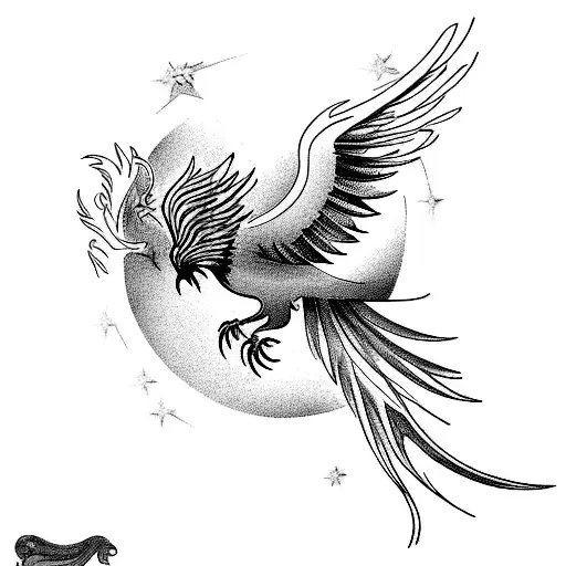 A Phoenix Rising From The Ashes With Intricate Feather Details