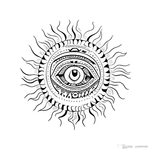 Combine The Concept Of The Sun With Aboriginal Motifs In A Minimalist Tattoo Design