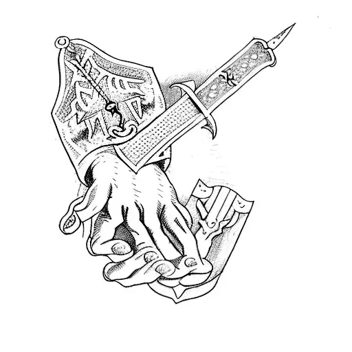 A Praying Hand With A Sword