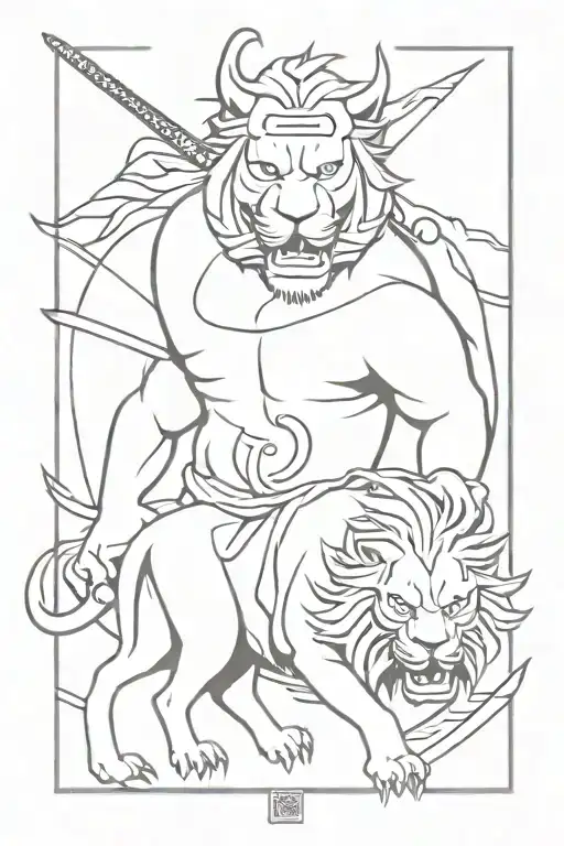 Samurai And Roaring Lion
