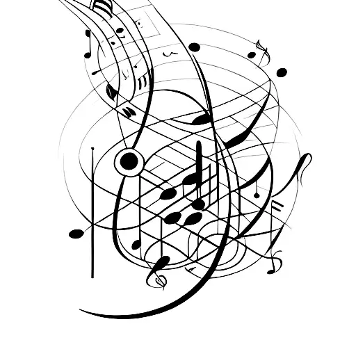 An Abstract Composition Of Musical Instruments Merging With Technology