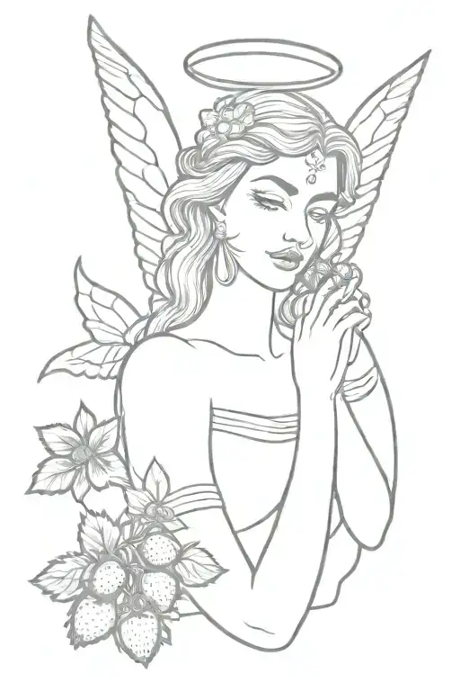 Angel With Kalash And Strawberries