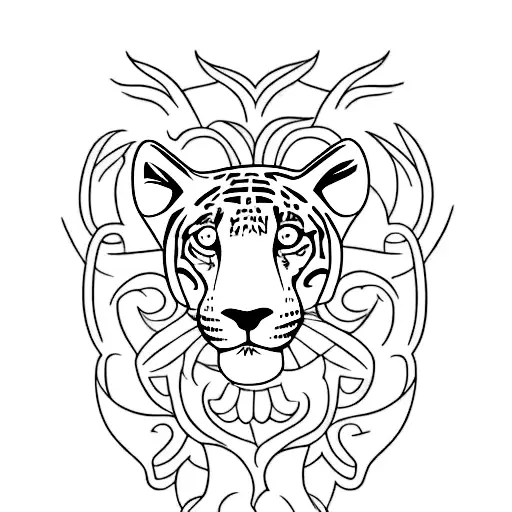 I Need A Fine Line Tattoo Of A Jaguar's Face With Lilies Around It