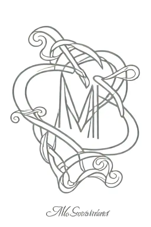 3 Intertwined Hearts With Initial M M E
