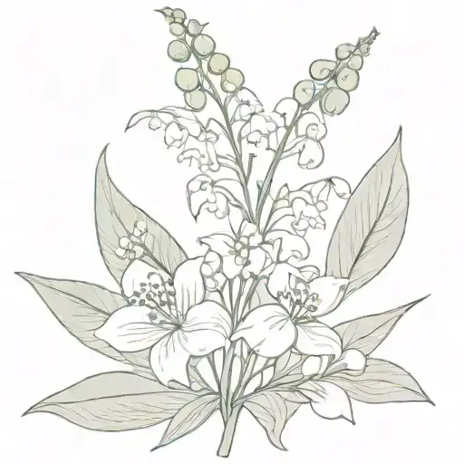 Family Birth Flowers Bouquet Lily-of-the-valley Larkspur Rose