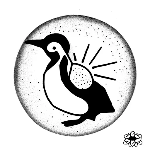 Penguin With Sun And Moon