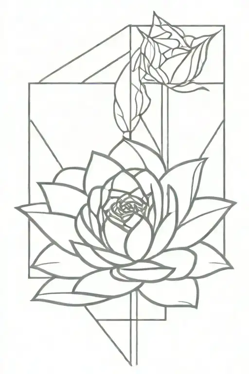Rose Lotus And Lines Geometrical Desing