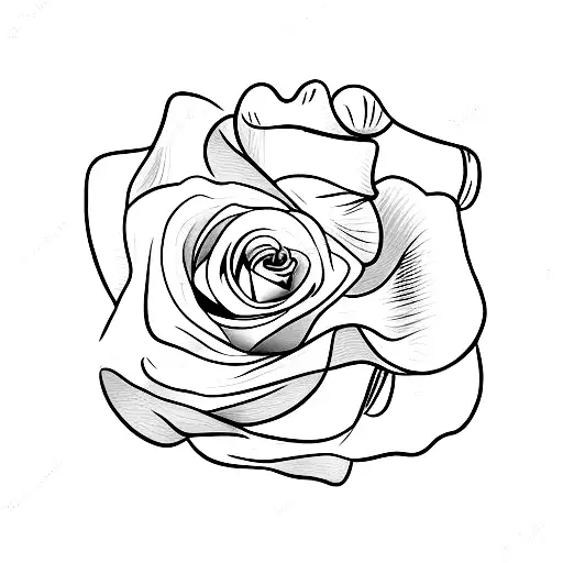 A Minimalist Tattoo Of A Rose With Half A Butterfly