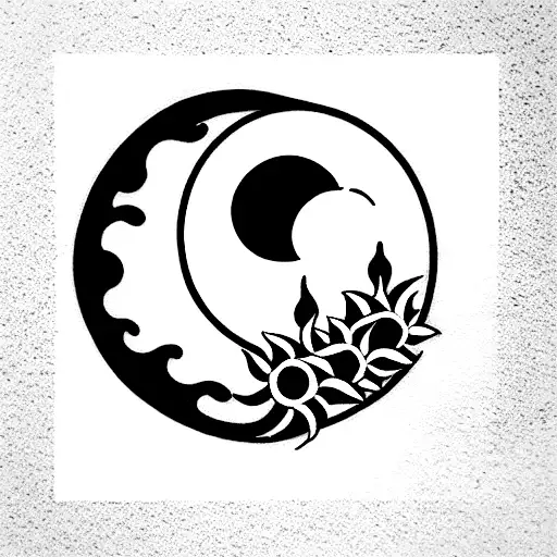 Sun And Moon With Sunflowers And Roses