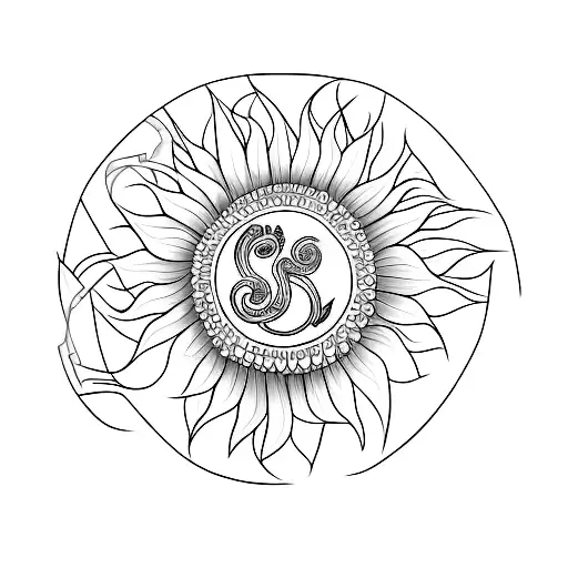 Rod Of Asclepius With A Sunflower