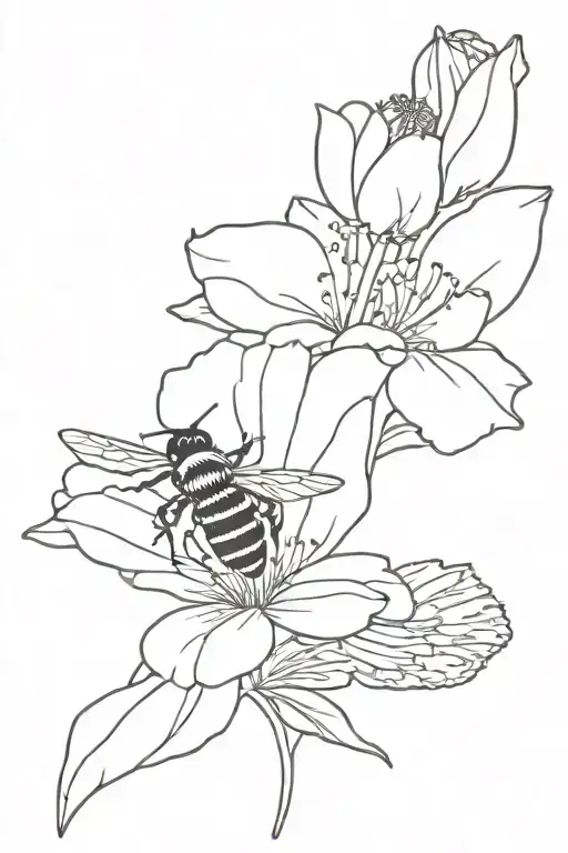 Bee Flying Onto Cosmos Flower