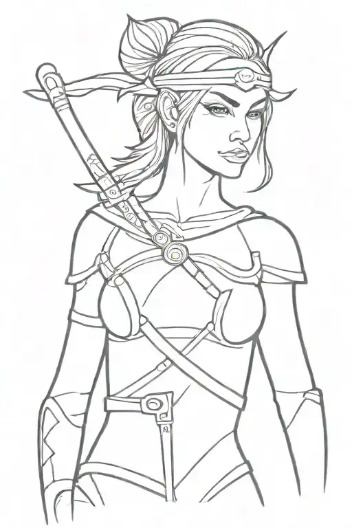 Lady Warrior Simple Tattoo Design Inspired