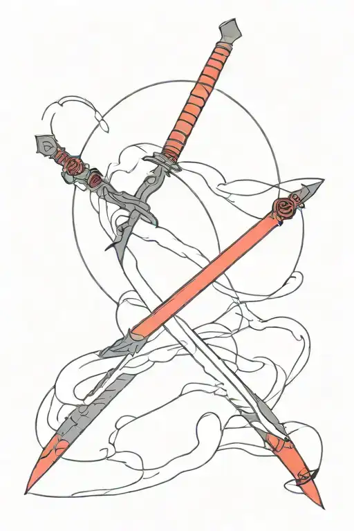 Black And Red Japanese Sword