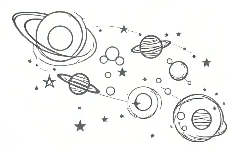 Moon And Planets Galaxy Space Stars Meteors
