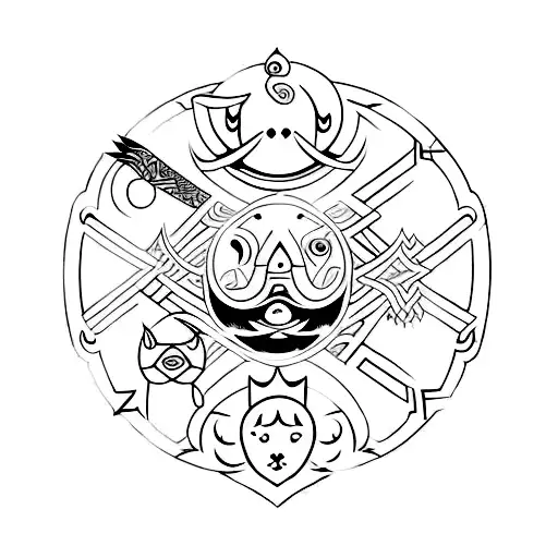 A Unique Tattoo Design Combining The Cancer Zodiac Symbol With Elements Of Japanese Anime