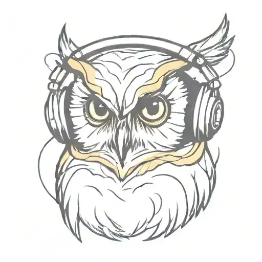 A Sketch-style Design Of An Owl Wearing Headphones And Listening To Deftones Music