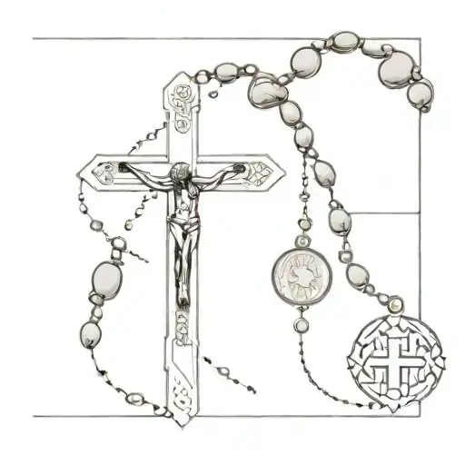 Cross And Rosary Beads