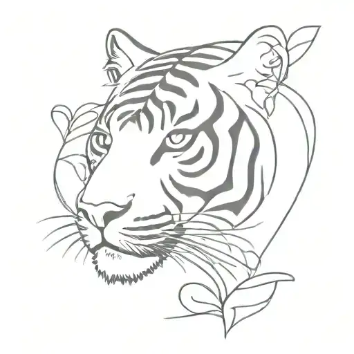 Feminine Tiger With Hearts