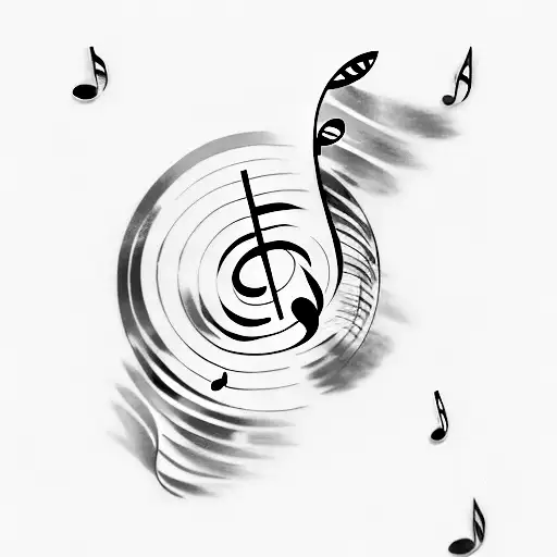 A Minimalist Tattoo Of A Music Note Surrounded By A Rainbow