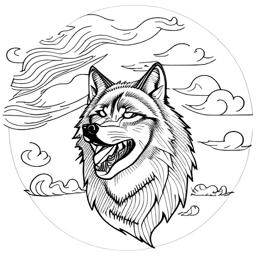 Wolf Howling In A Thunderstorm