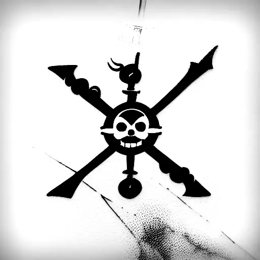 One Piece Three Swords Combined With Pirate Flag