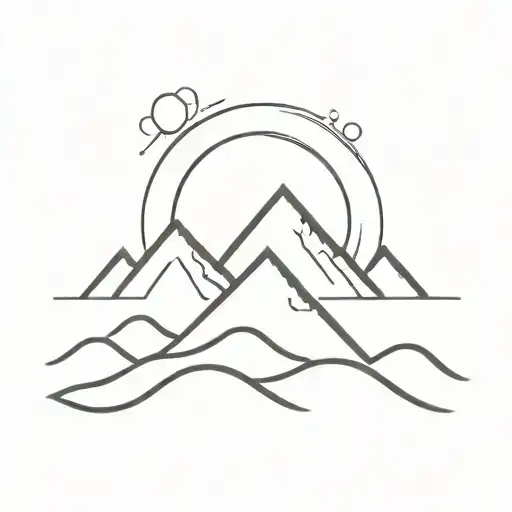 Sun Wave And Mountain Line