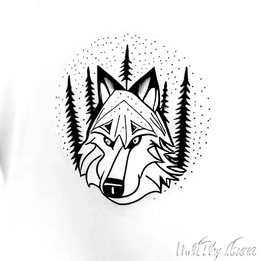 Wolf Howling In A Thunderstorm With A Forest In The Background And Camp In The Foreground