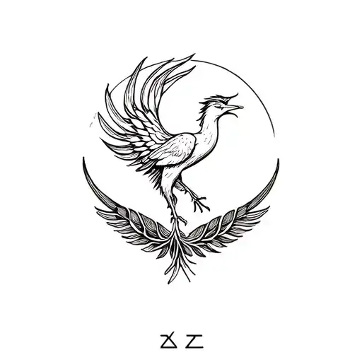 Aquarius Zodiac Sign With Phoenix Minimalist Tattoo Design