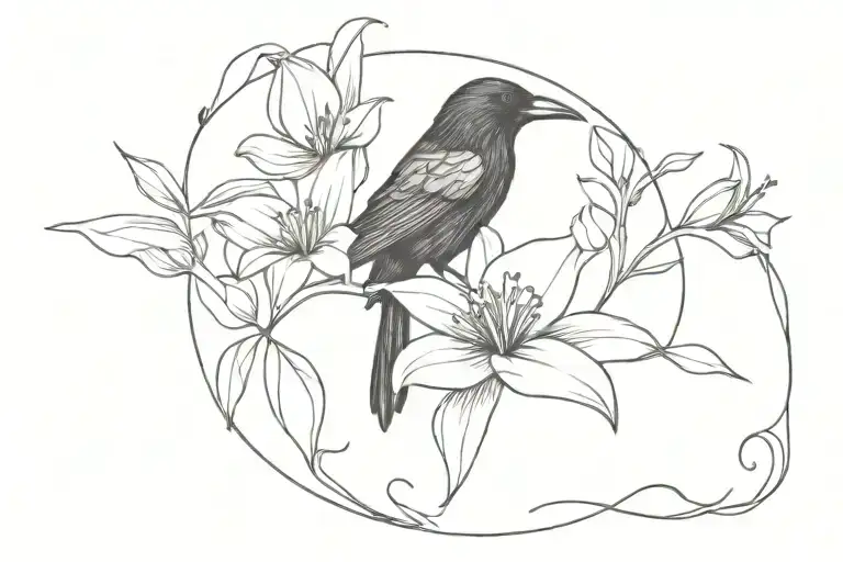 Raven And Lilies