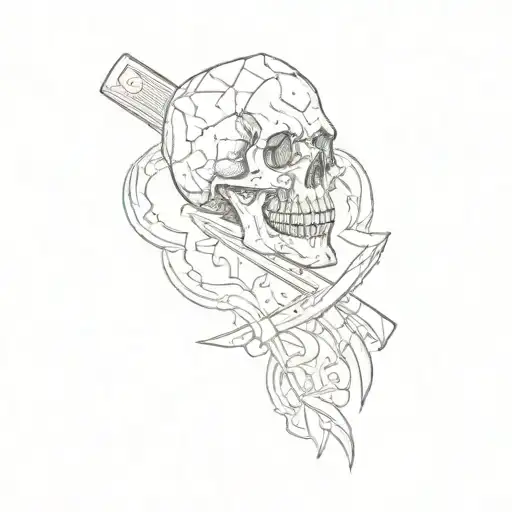 A Skull With A Knife