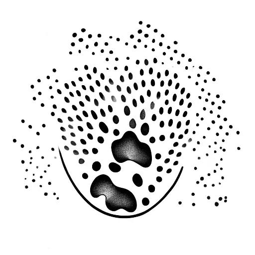 A Minimalist Tattoo Of A Dog Paw Print Blended With A Mountain Range