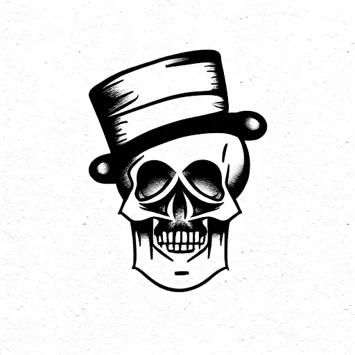 Skull Whit Afro Hair And A Top-hat