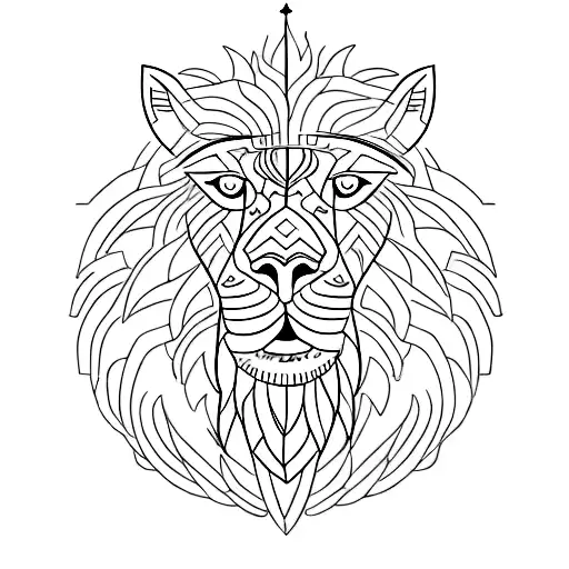 A Minimalist Tattoo Of A Jerusalem Lion Representing Loyalty And Strength