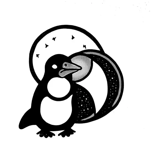 Penguin With Sun And Moon