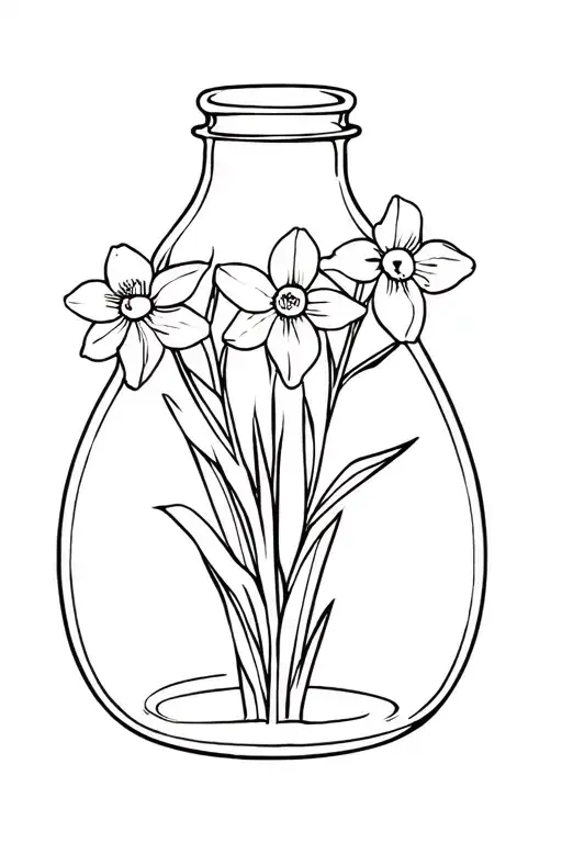 Honey Bear Bottle With Daffodils Growing Out Of It