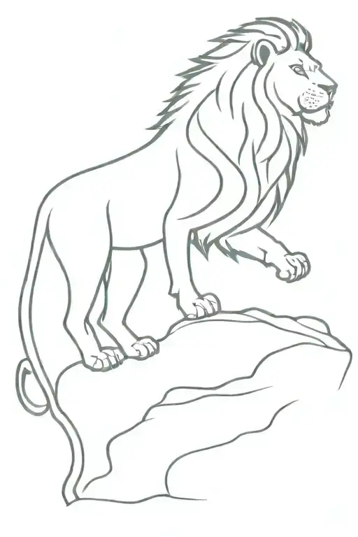 A Lion Standing On Rock